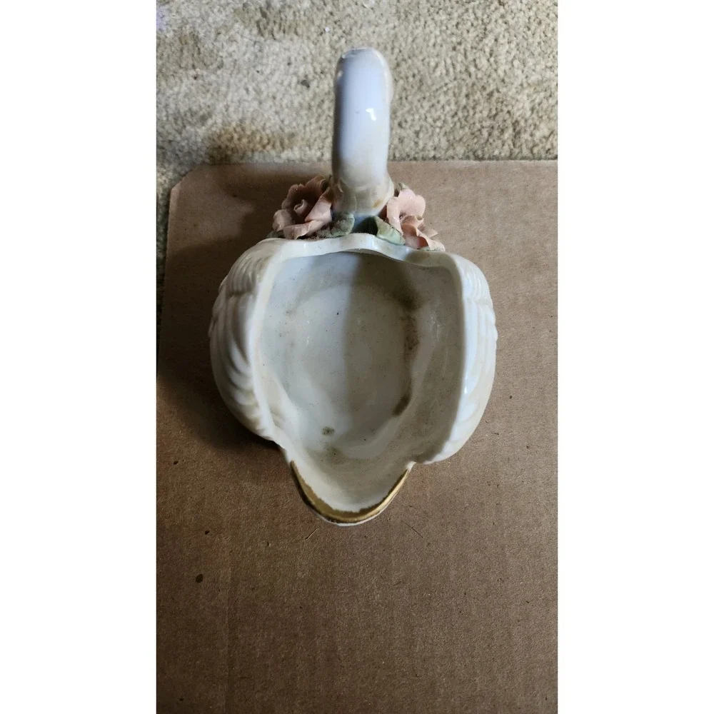Ceramic Swan Planter‎ w/ Pink Flower X's Collection Dollar Tree Cottagecore